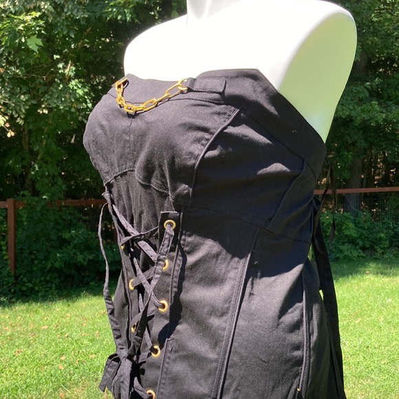 Tripp NYC Daang Goodman black lace up strap/strapless corset size 4X NWT - Picture 3 of 6